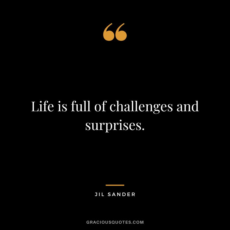 Life is full of challenges and surprises. - Jil Sander