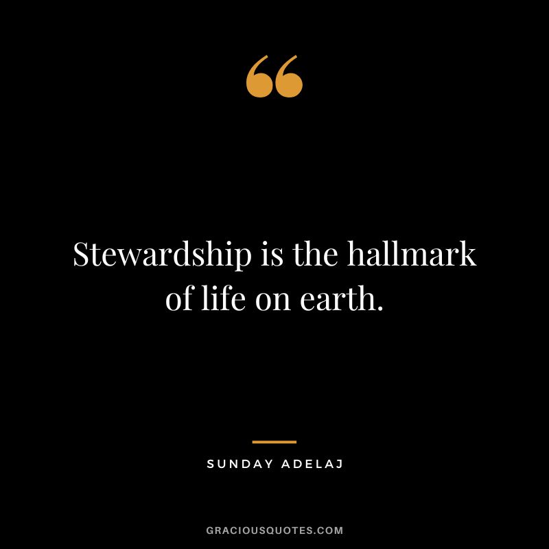 Stewardship is the hallmark of life on earth. - Sunday Adelaj