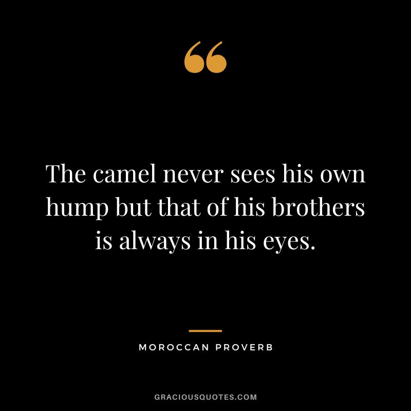 The camel never sees his own hump but that of his brothers is always in his eyes.