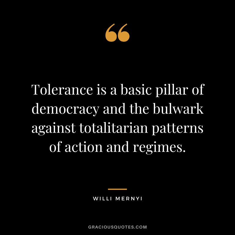 Tolerance is a basic pillar of democracy and the bulwark against totalitarian patterns of action and regimes. - Willi Mernyi