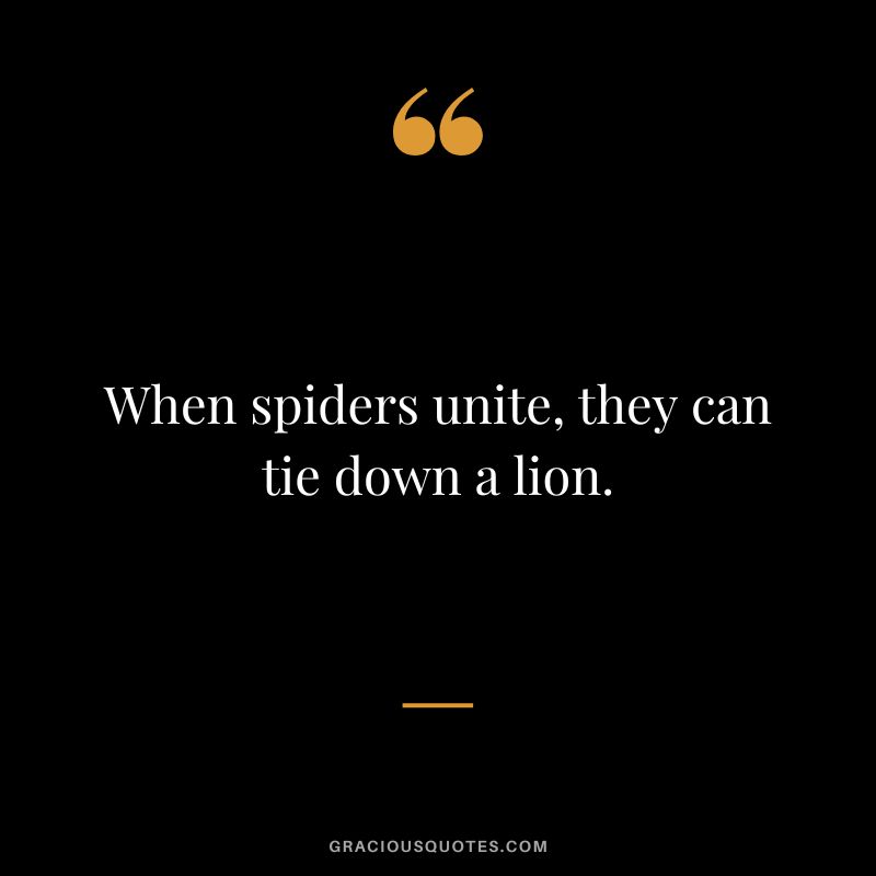 When spiders unite, they can tie down a lion.