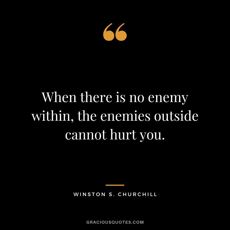 When there is no enemy within, the enemies outside cannot hurt you. - Winston S. Churchill