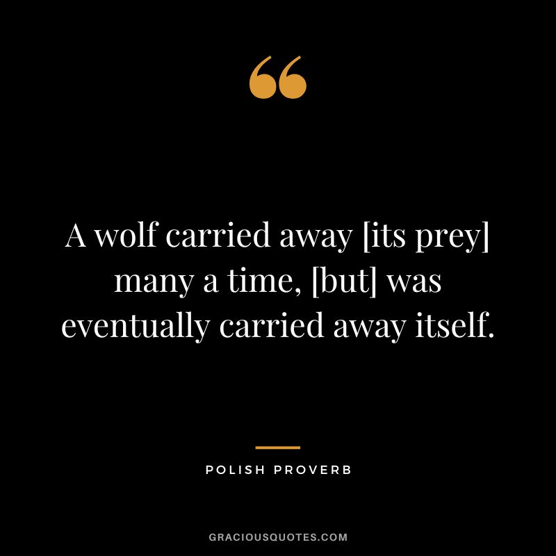 A wolf carried away [its prey] many a time, [but] was eventually carried away itself.