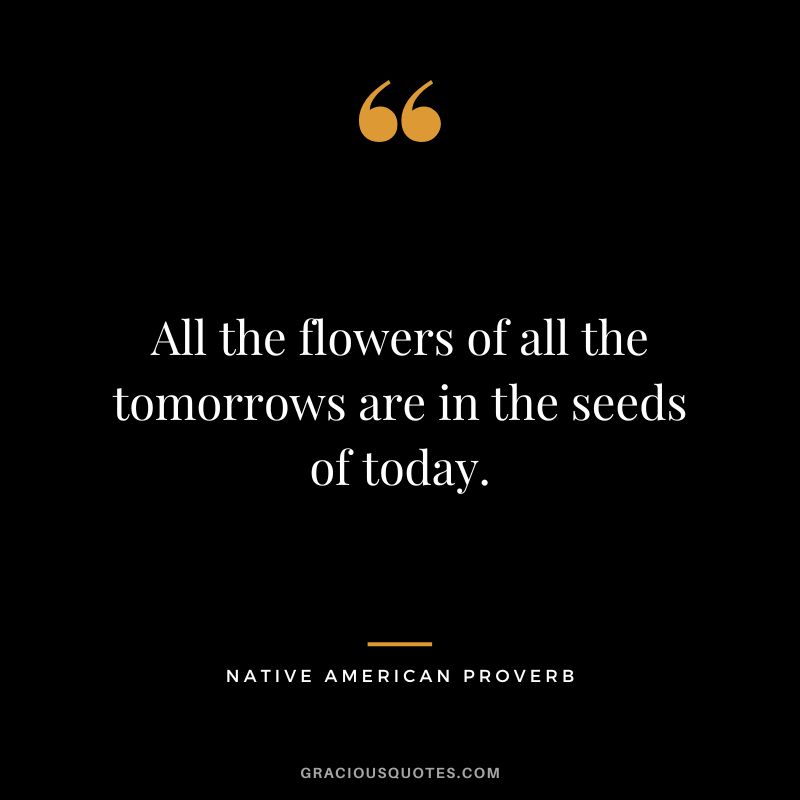 All the flowers of all the tomorrows are in the seeds of today.