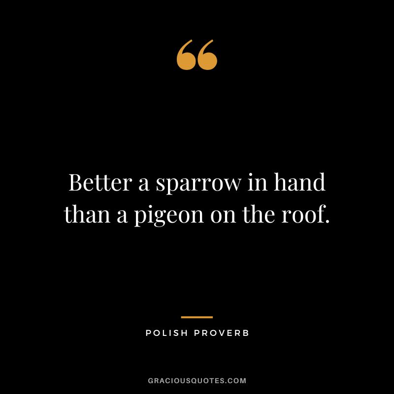 Better a sparrow in hand than a pigeon on the roof.