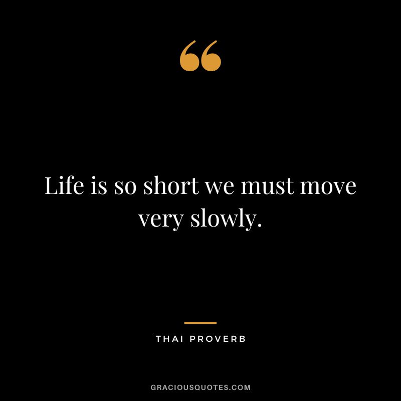 Life is so short we must move very slowly.