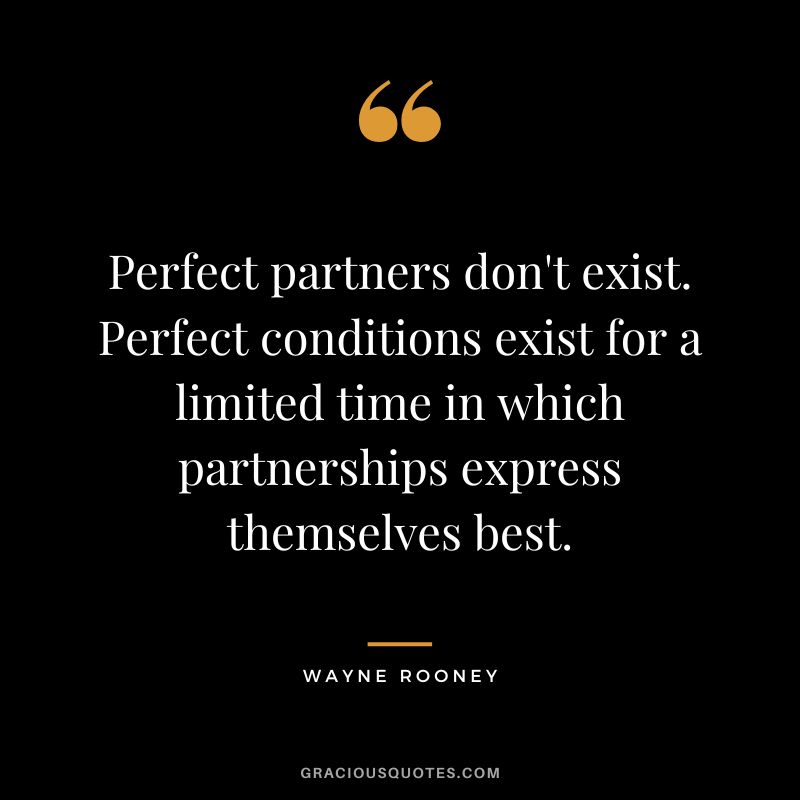 Perfect partners don't exist. Perfect conditions exist for a limited time in which partnerships express themselves best. - Wayne Rooney