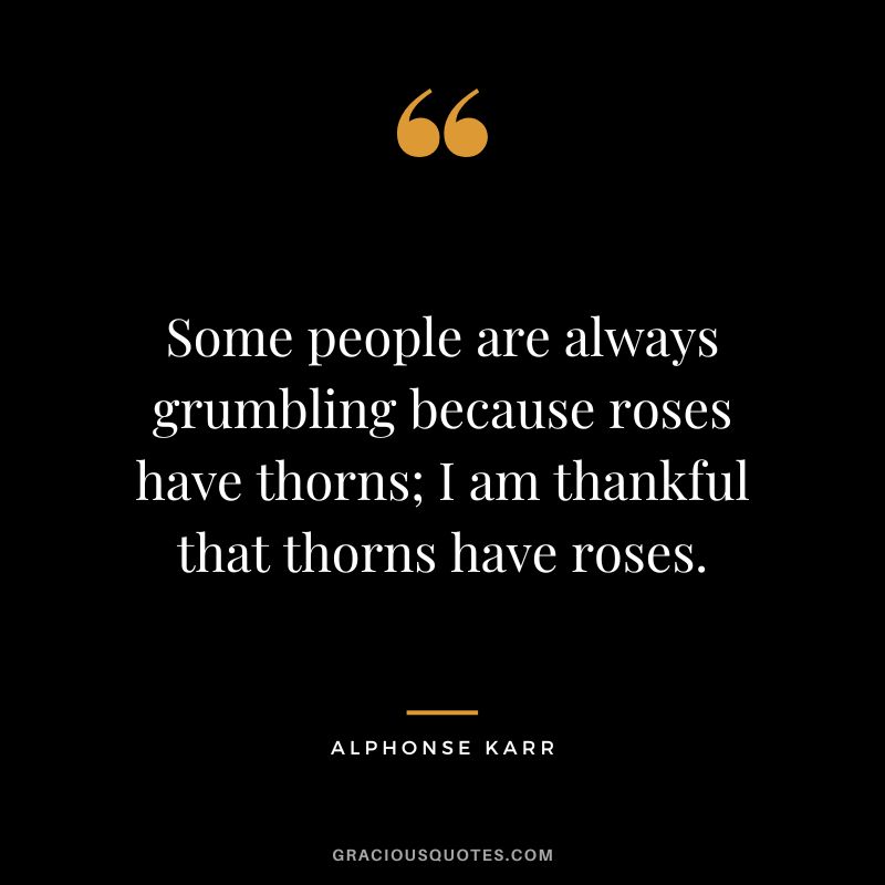 Some people are always grumbling because roses have thorns; I am thankful that thorns have roses. - Alphonse Karr