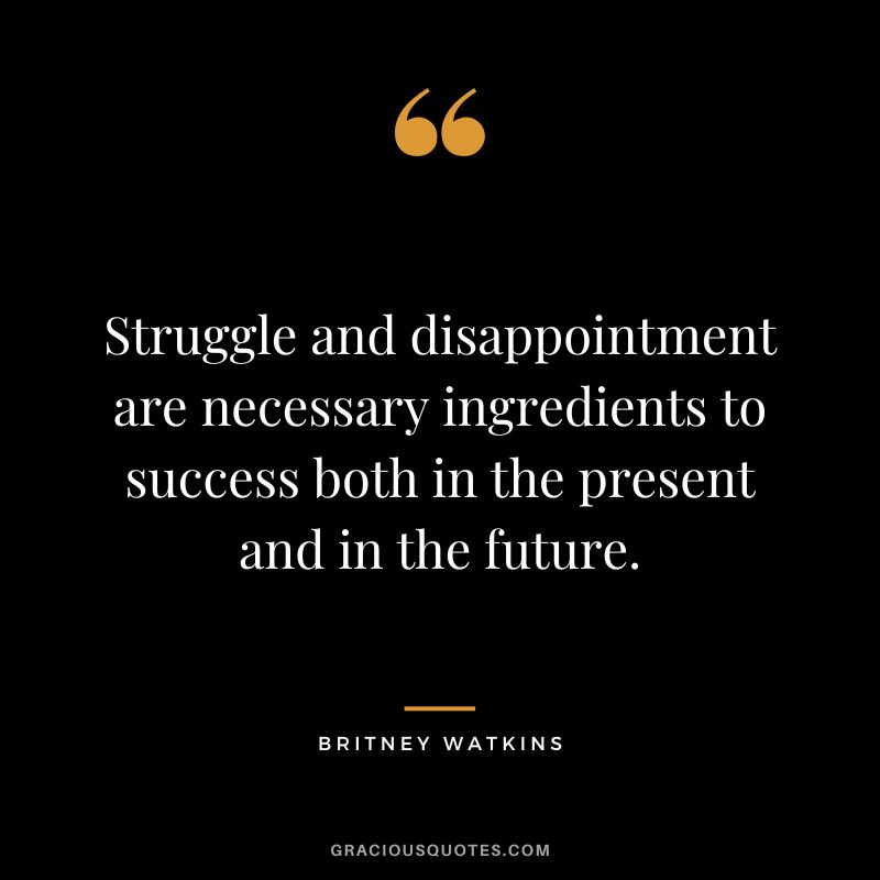 Struggle and disappointment are necessary ingredients to success both in the present and in the future. - Britney Watkins