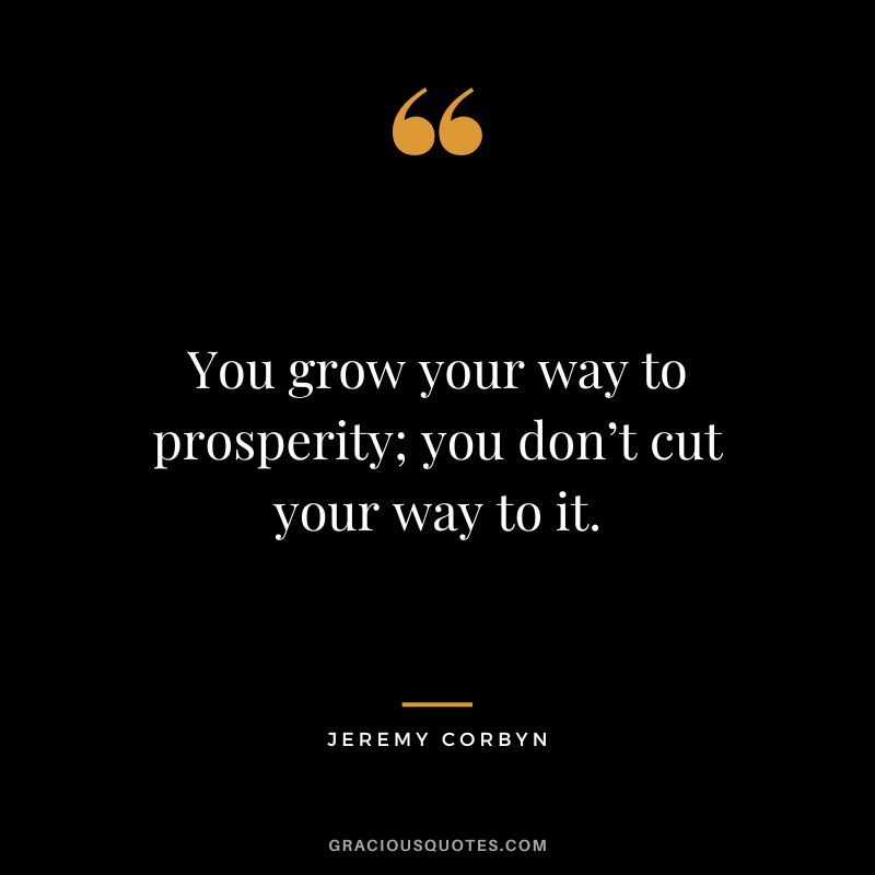 You grow your way to prosperity; you don’t cut your way to it. - Jeremy Corbyn