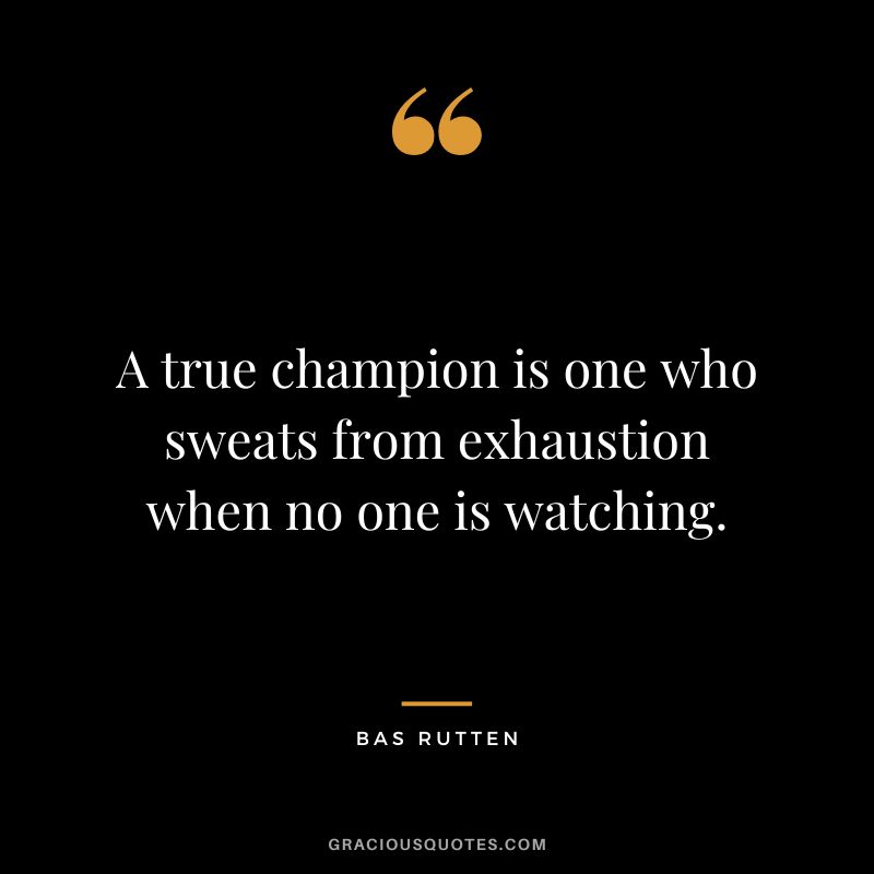 A true champion is one who sweats from exhaustion when no one is watching. - Bas Rutten