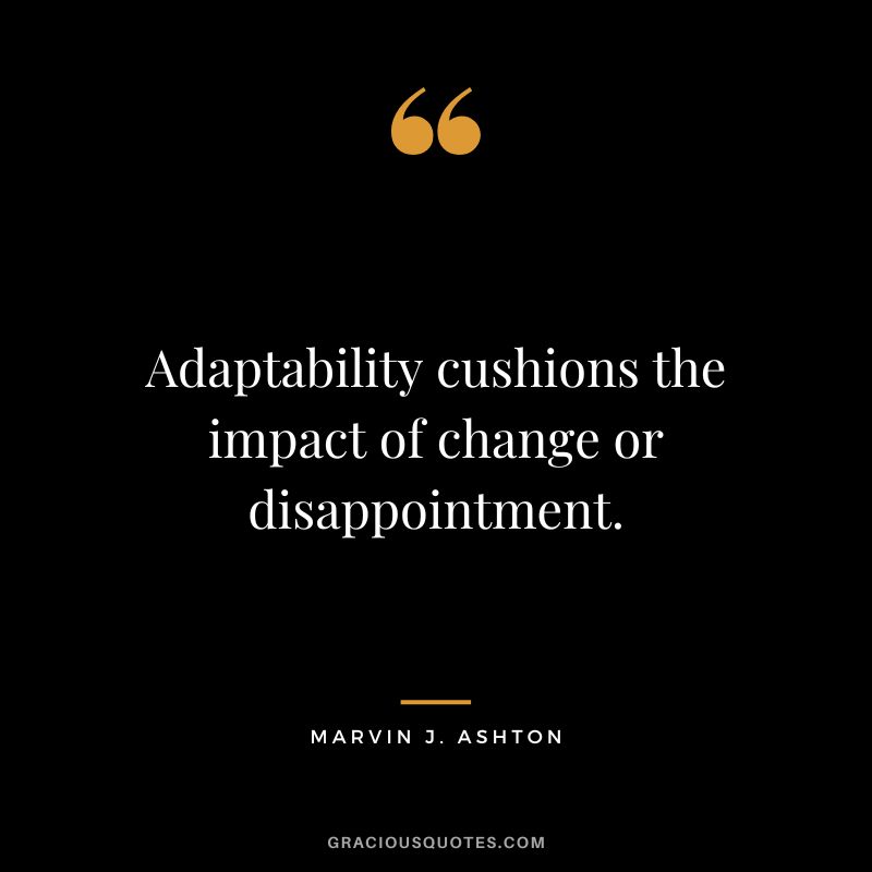 Adaptability cushions the impact of change or disappointment. - Marvin J. Ashton