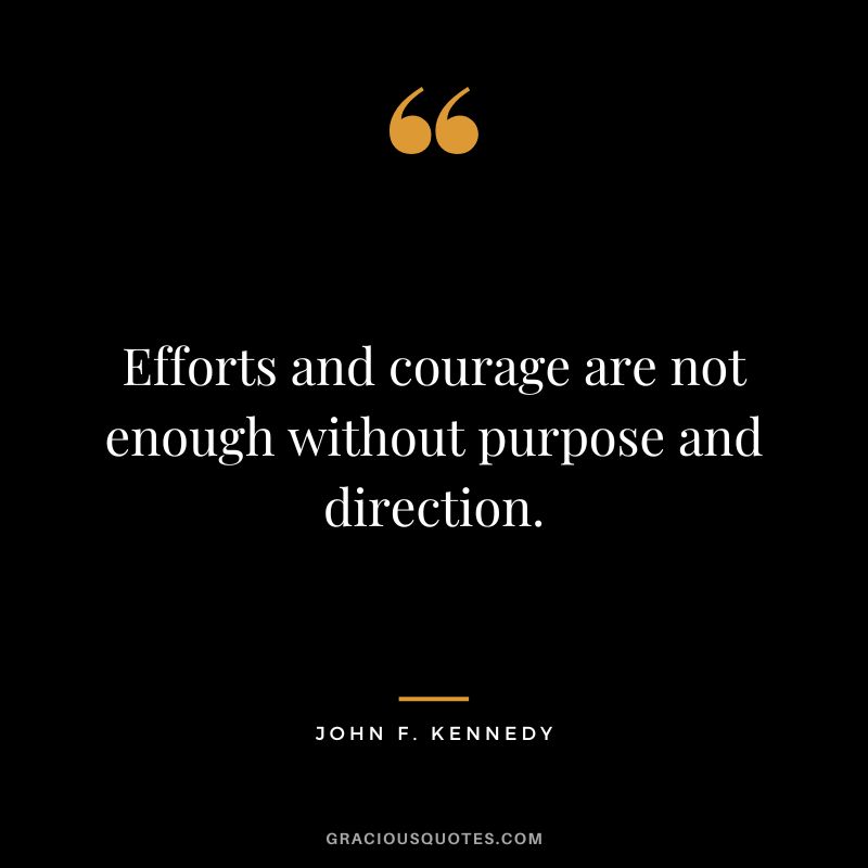 Efforts and courage are not enough without purpose and direction. - John F. Kennedy