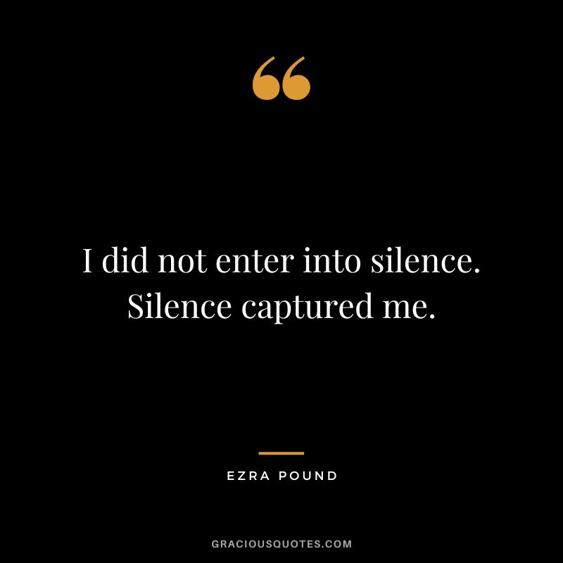 I did not enter into silence. Silence captured me.
