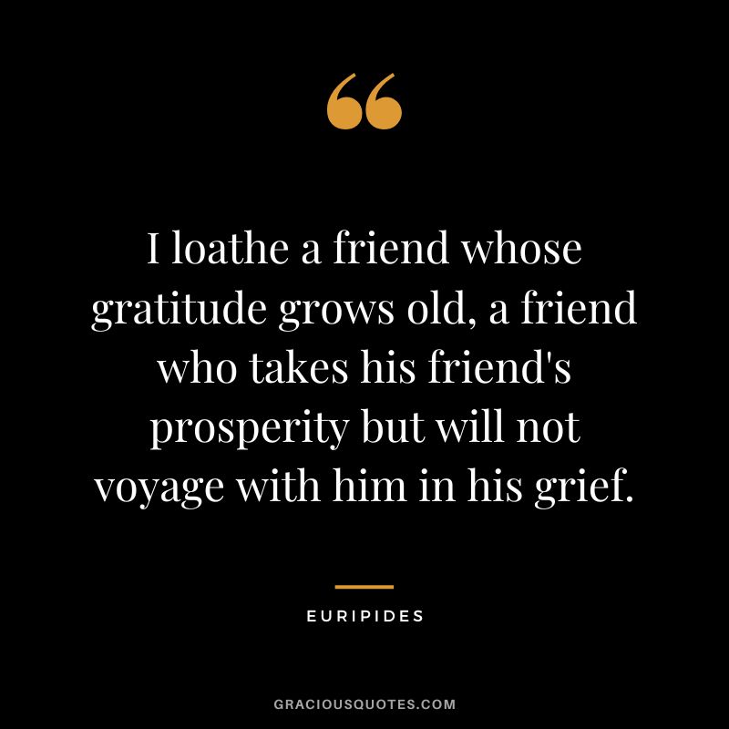 I loathe a friend whose gratitude grows old, a friend who takes his friend's prosperity but will not voyage with him in his grief.
