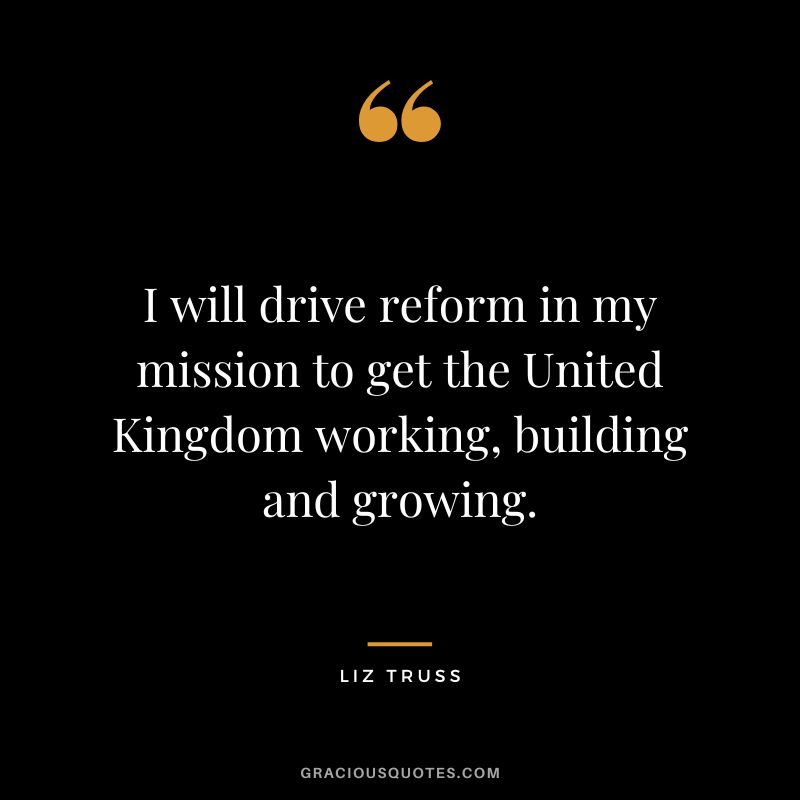 I will drive reform in my mission to get the United Kingdom working, building and growing.