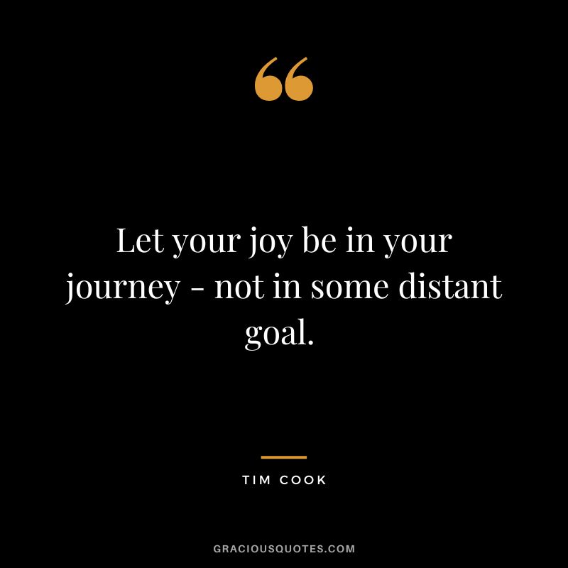 Let your joy be in your journey - not in some distant goal. 