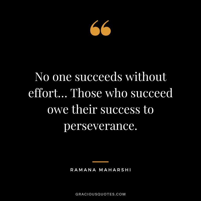 No one succeeds without effort… Those who succeed owe their success to perseverance. - Ramana Maharshi
