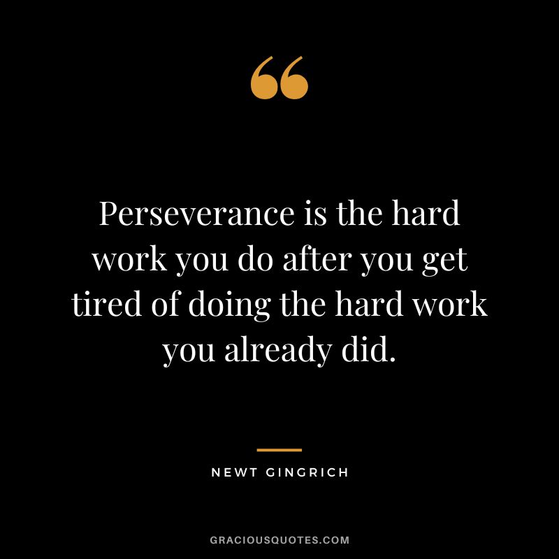 Perseverance is the hard work you do after you get tired of doing the hard work you already did. - Newt Gingrich