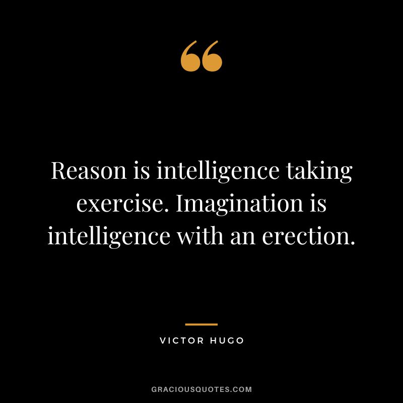 Reason is intelligence taking exercise. Imagination is intelligence with an erection. - Victor Hugo