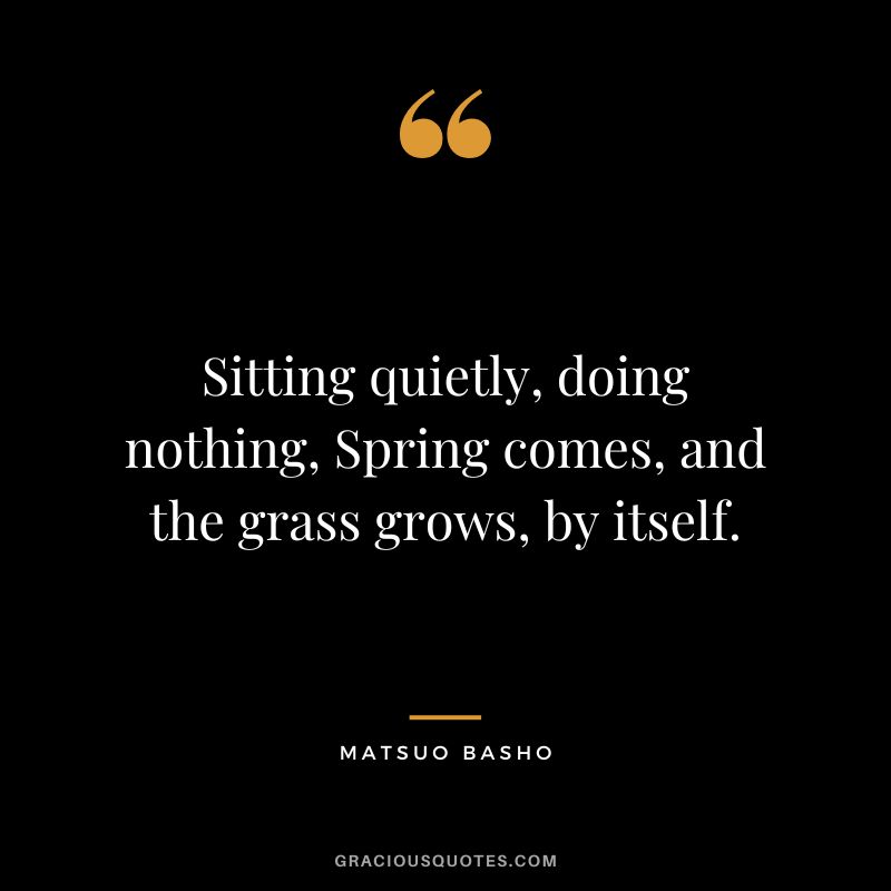 Sitting quietly, doing nothing, Spring comes, and the grass grows, by itself.