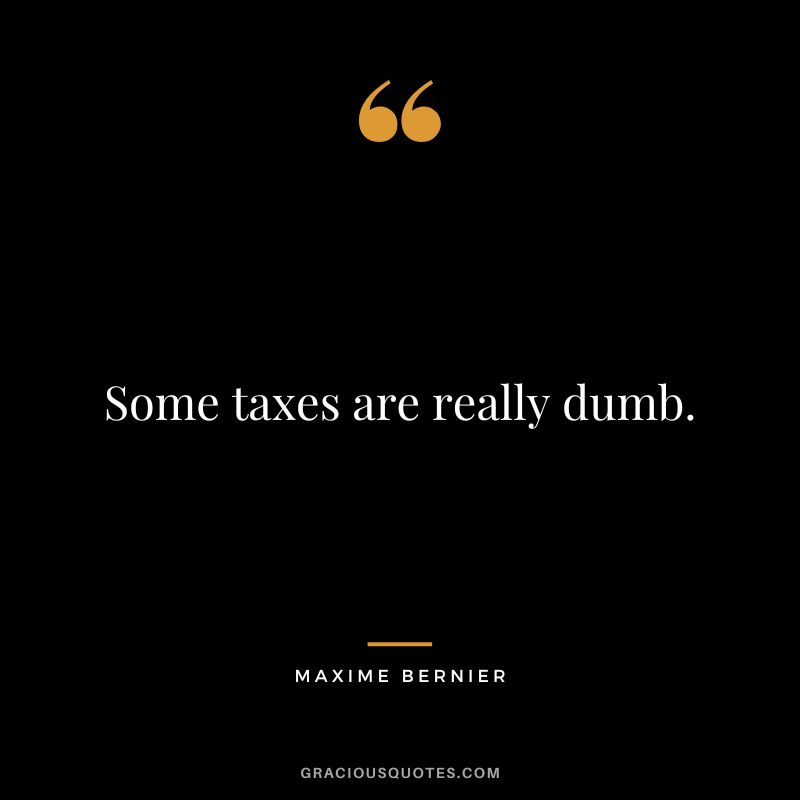 Some taxes are really dumb. - Maxime Bernier