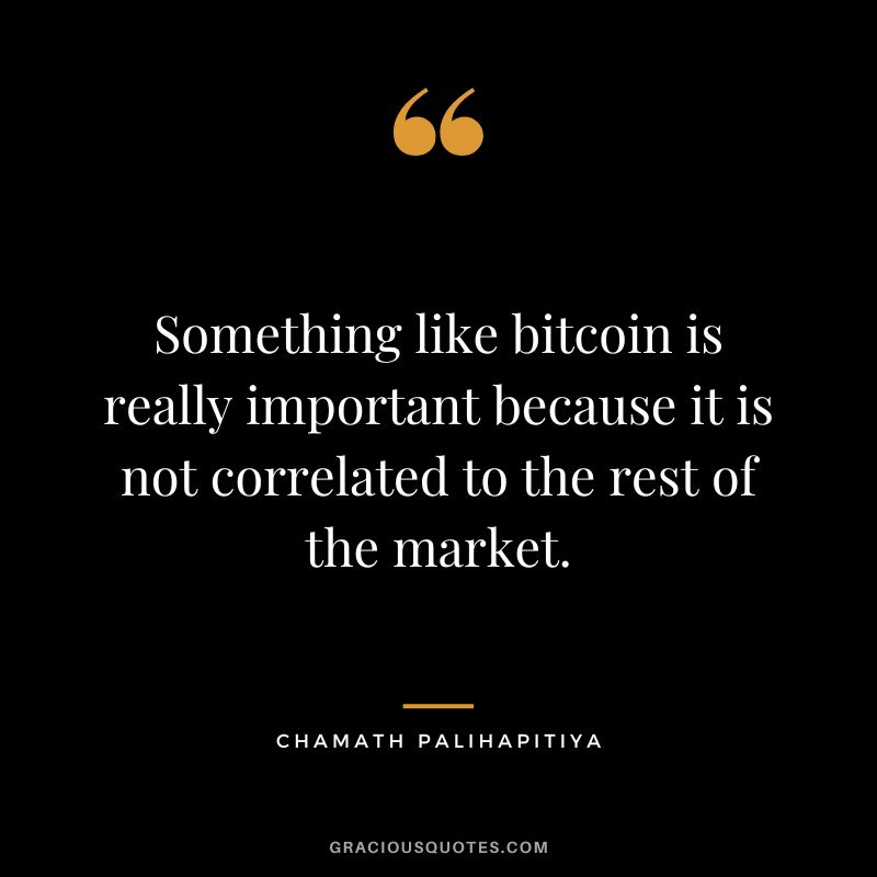 Something like bitcoin is really important because it is not correlated to the rest of the market.
