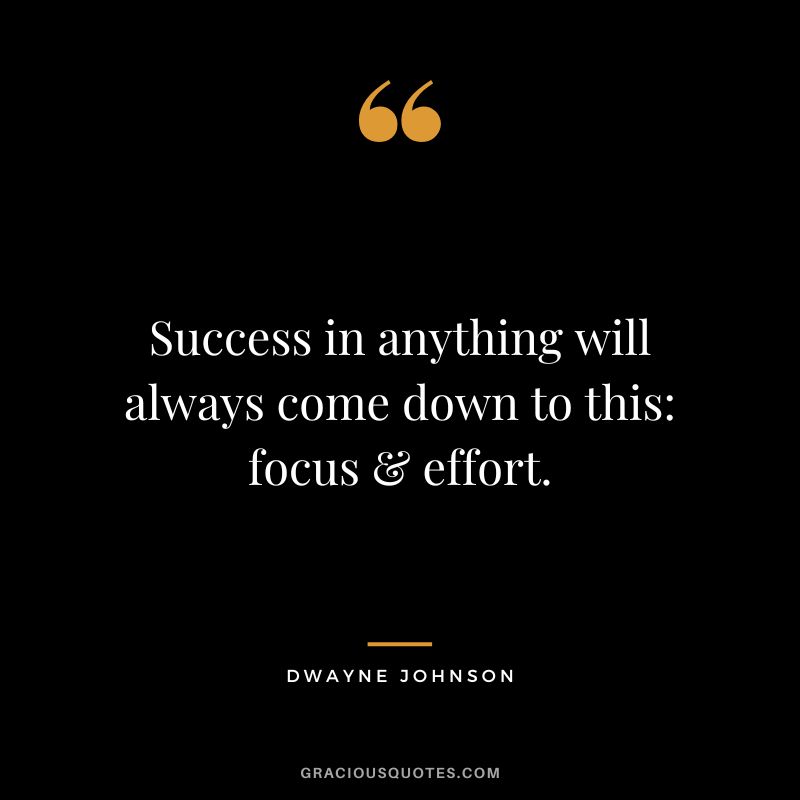 Success in anything will always come down to this focus & effort. - Dwayne Johnson