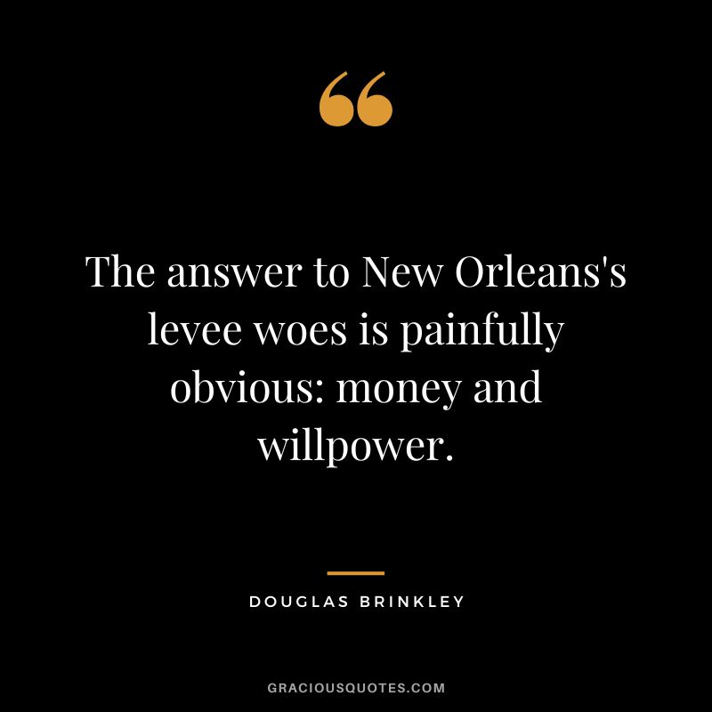 The answer to New Orleans's levee woes is painfully obvious money and willpower. - Douglas Brinkley