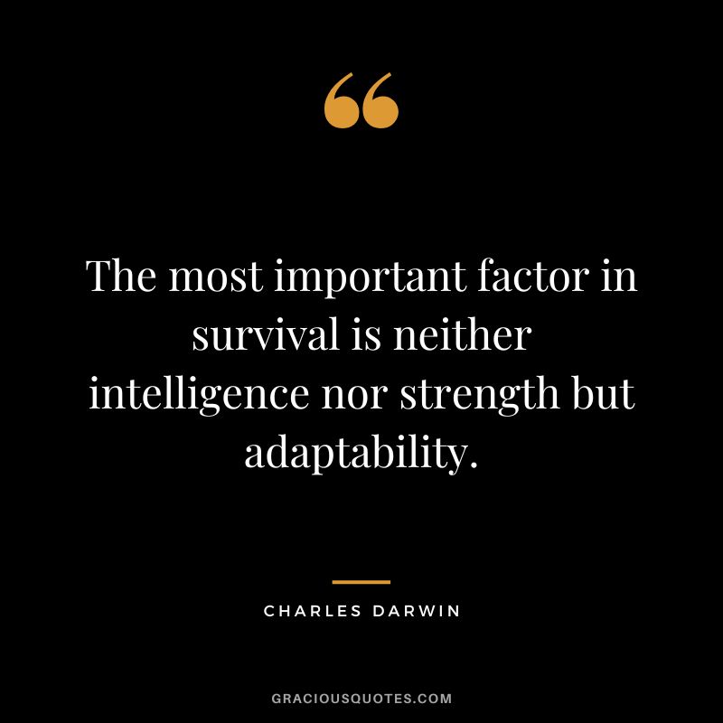 The most important factor in survival is neither intelligence nor strength but adaptability.