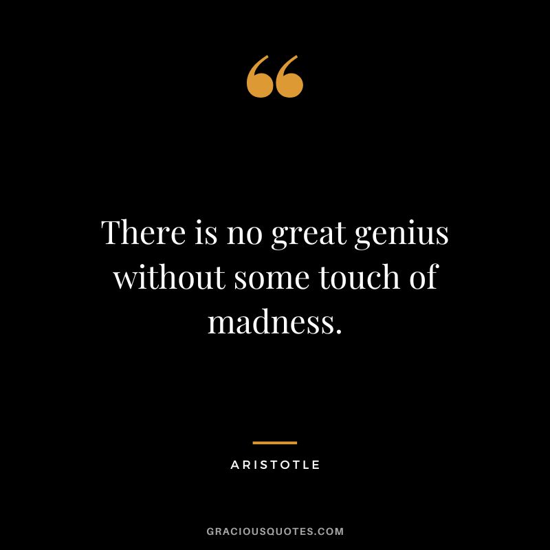There is no great genius without some touch of madness. - Aristotle