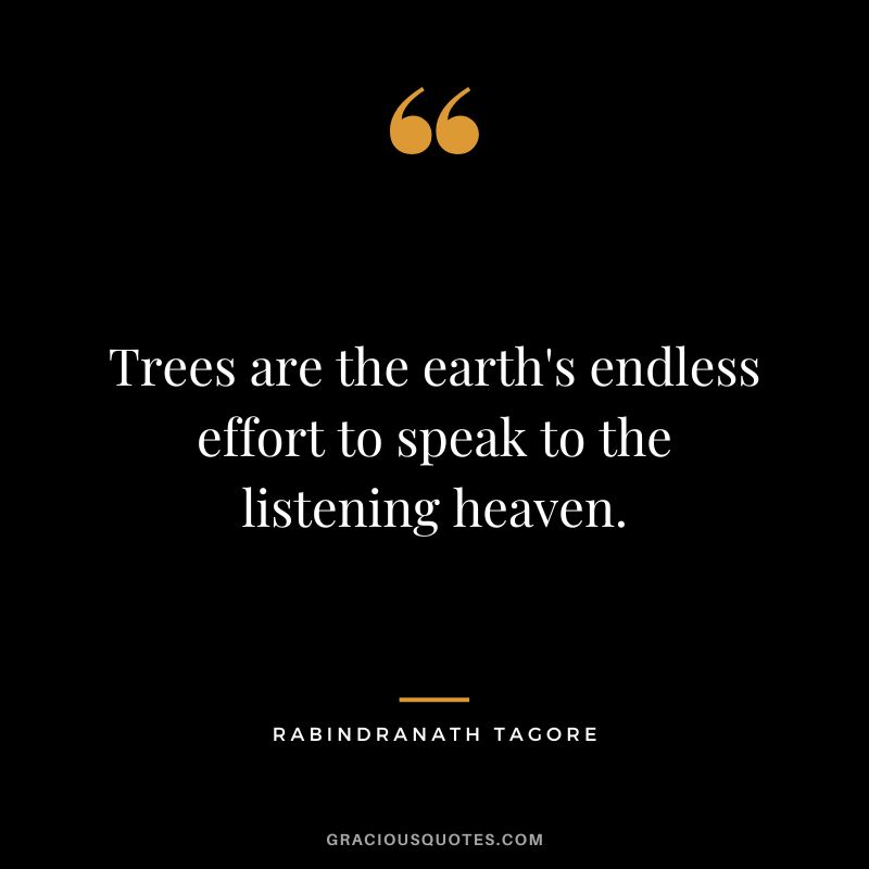 Trees are the earth's endless effort to speak to the listening heaven. - Rabindranath Tagore