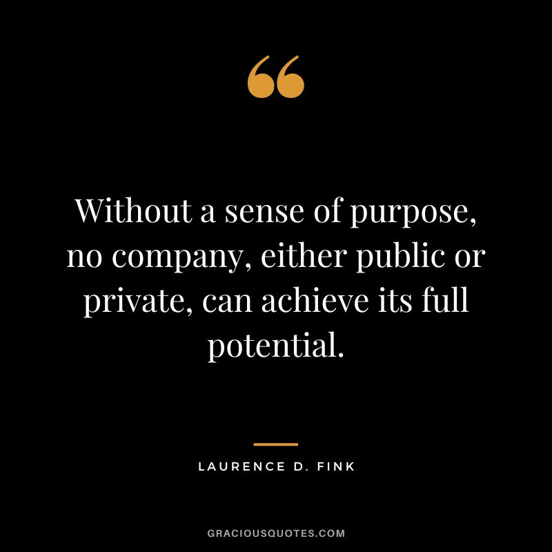 Without a sense of purpose, no company, either public or private, can achieve its full potential.