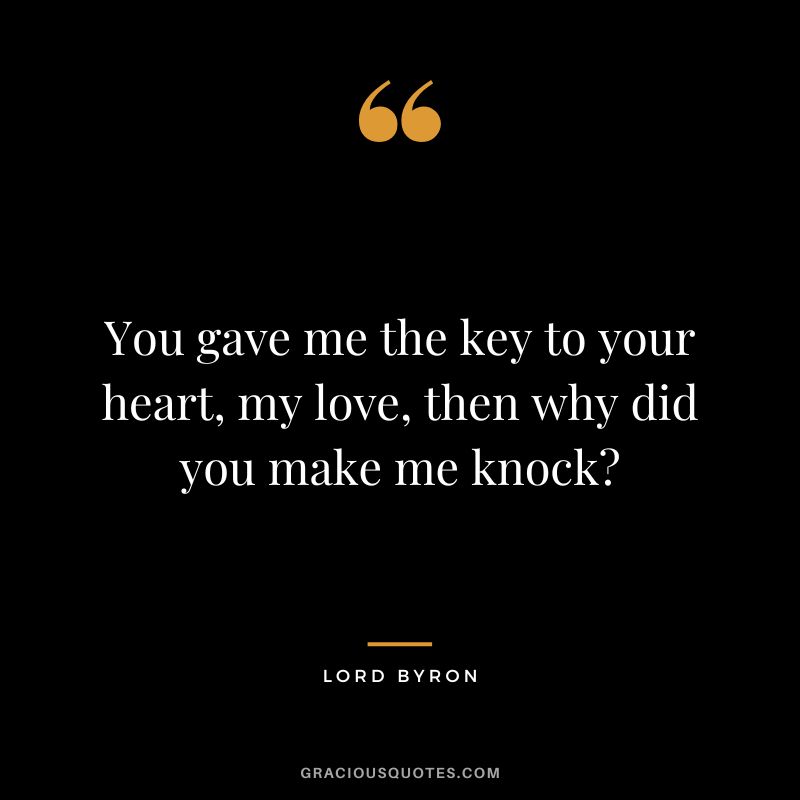 You gave me the key to your heart, my love, then why did you make me knock?