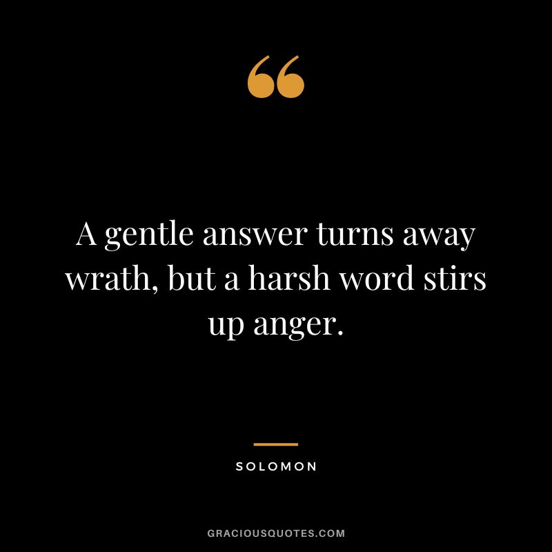 A gentle answer turns away wrath, but a harsh word stirs up anger. - Solomon