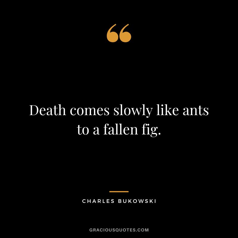 Death comes slowly like ants to a fallen fig.