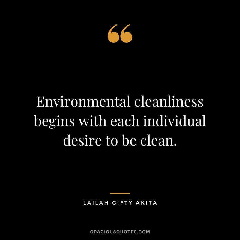 Environmental cleanliness begins with each individual desire to be clean. - Lailah Gifty Akita