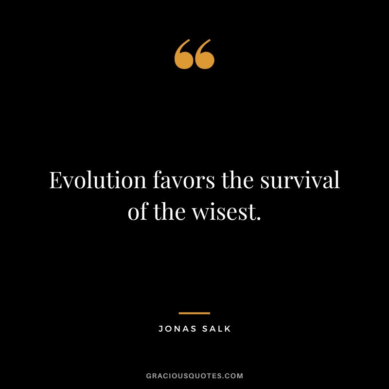 Evolution favors the survival of the wisest.
