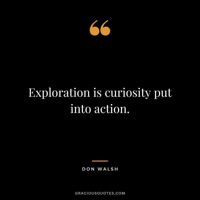 Exploration is curiosity put into action. - Don Walsh