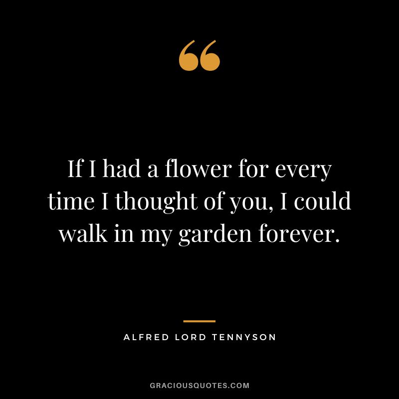 If I had a flower for every time I thought of you, I could walk in my garden forever. - Alfred Lord Tennyson
