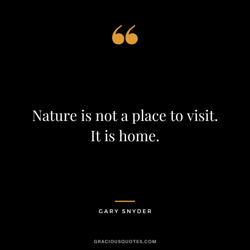 Nature is not a place to visit. It is home. - Gary Snyder