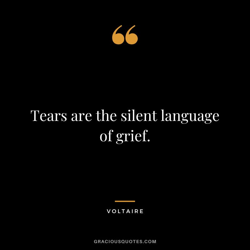 Tears are the silent language of grief. - Voltaire