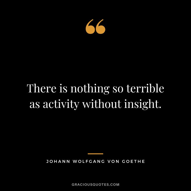 There is nothing so terrible as activity without insight. - Johann Wolfgang von Goethe