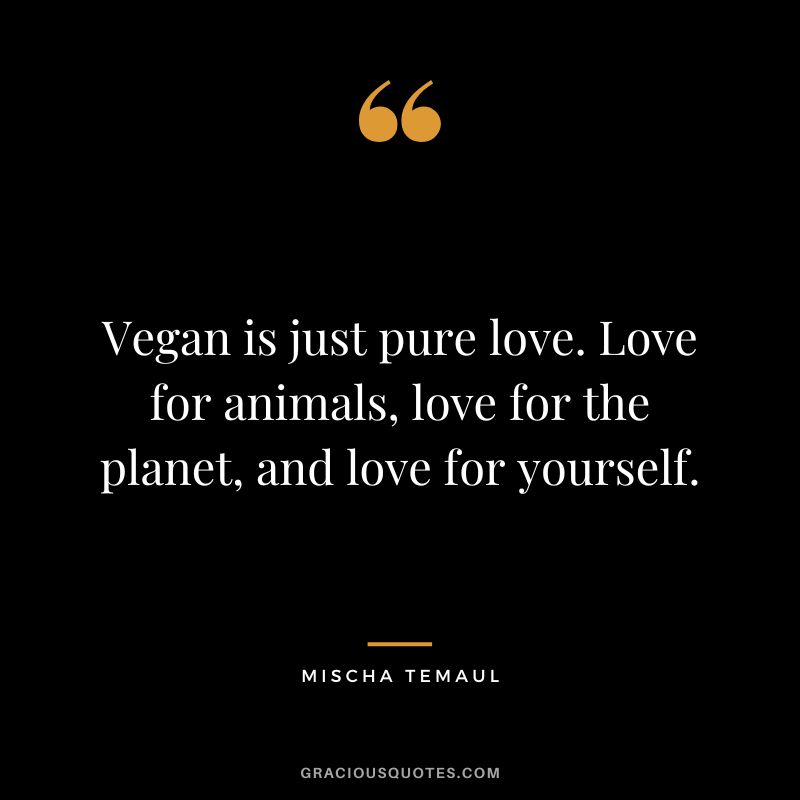 Vegan is just pure love. Love for animals, love for the planet, and love for yourself. - Mischa Temaul