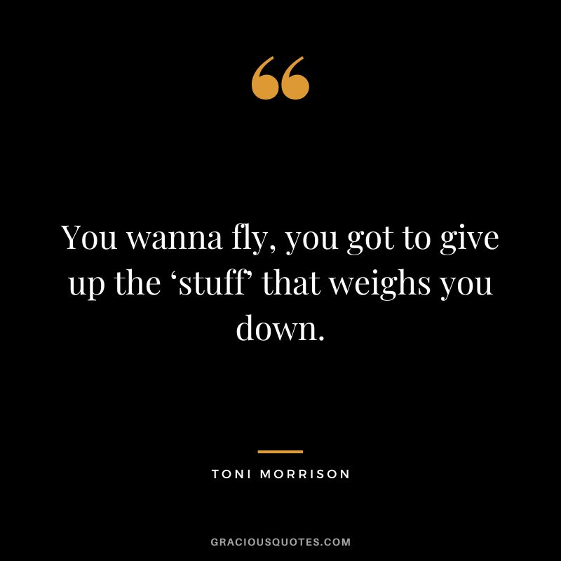 You wanna fly, you got to give up the ‘stuff’ that weighs you down. - Toni Morrison