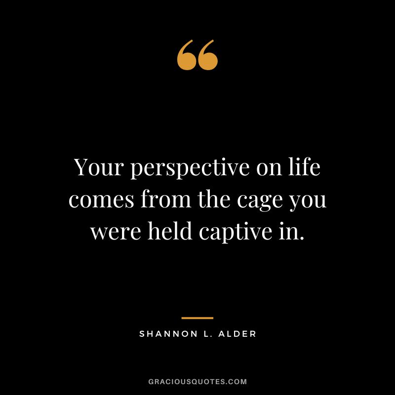 Your perspective on life comes from the cage you were held captive in. - Shannon L. Alder