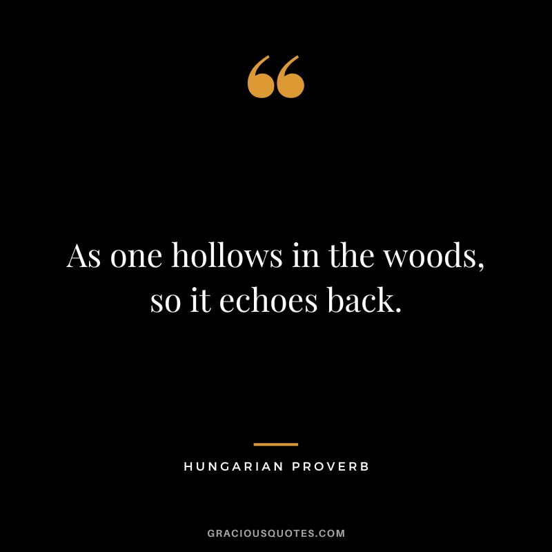 As one hollows in the woods, so it echoes back.