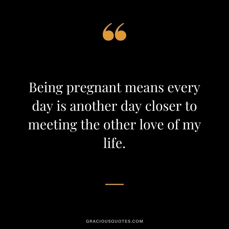 Being pregnant means every day is another day closer to meeting the other love of my life.