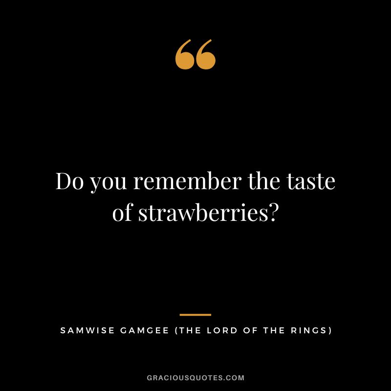 Do you remember the taste of strawberries - Samwise Gamgee