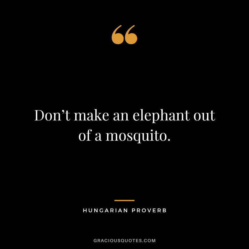 Don’t make an elephant out of a mosquito.
